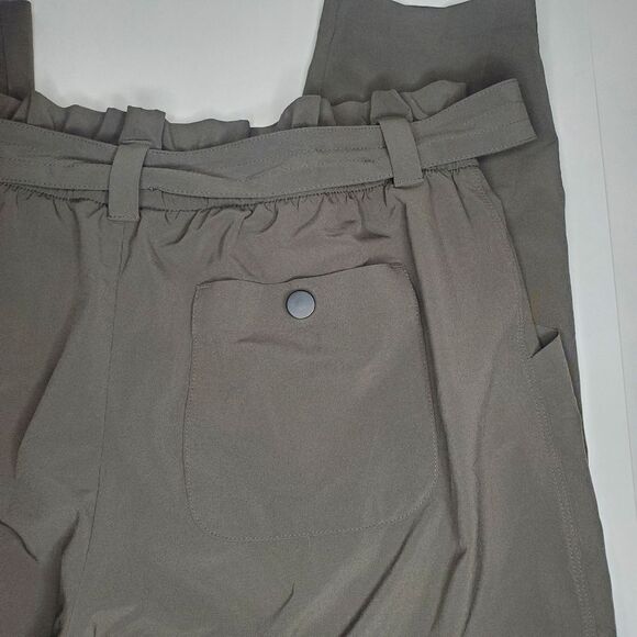 Athleta Skyline Paper Bag Waist Pants Olive Gray Size 10 - Picture 6 of 11